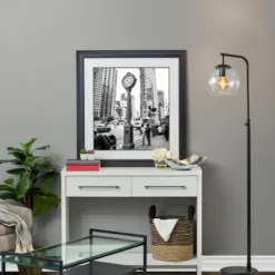 Floor Lamps-Kirkland's Home Black And Glass Globe Shade Floor Lamp Clear