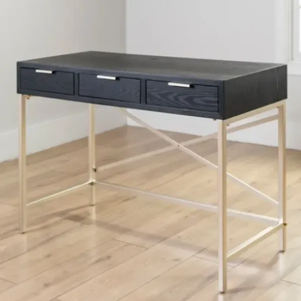 Office Furniture-Kirkland's Home Black And Gold Blake Desk