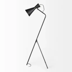 Floor Lamps-Kirkland's Home Black And Gold Lined Metal Tripod Floor Lamp Black/Gold