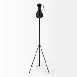 Floor Lamps-Kirkland's Home Black And Gold Lined Metal Tripod Floor Lamp Black/Gold