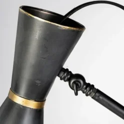 Floor Lamps-Kirkland's Home Black And Gold Lined Metal Tripod Floor Lamp Black/Gold
