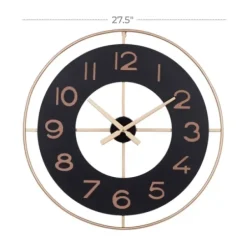 Clocks-Kirkland's Home Black And Gold Open Frame Axis Clock