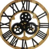 Clocks-Kirkland's Home Black And Gold Roman Numeral Wall Clock