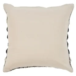Pillows-Kirkland's Home Black And Metallic Fringe Textured Pillow Black/Ivory/Silver