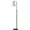 Floor Lamps-Kirkland's Home Black And Milky White Globe Shade Floor Lamp Black/White