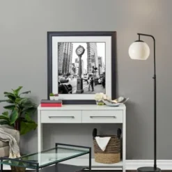 Floor Lamps-Kirkland's Home Black And Milky White Globe Shade Floor Lamp Black/White