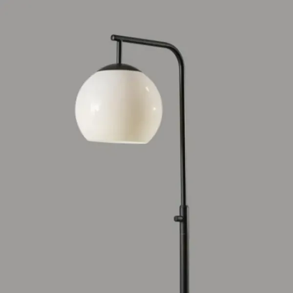 Floor Lamps-Kirkland's Home Black And Milky White Globe Shade Floor Lamp Black/White