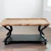 Coffee Tables-Kirkland's Home Black And Natural Corina Scalloped Coffee Table Black/Tan