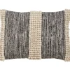 Pillows-Kirkland's Home Black And Natural Pom Pom Stripe Lumbar Pillow Black/Tan
