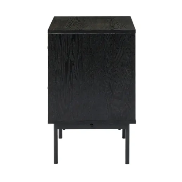 Nightstands-Kirkland's Home Black And Natural Wood 2-Drawer Nightstand