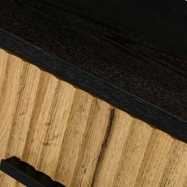 Nightstands-Kirkland's Home Black And Natural Wood 2-Drawer Nightstand