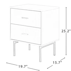 Nightstands-Kirkland's Home Black And Natural Wood 2-Drawer Nightstand