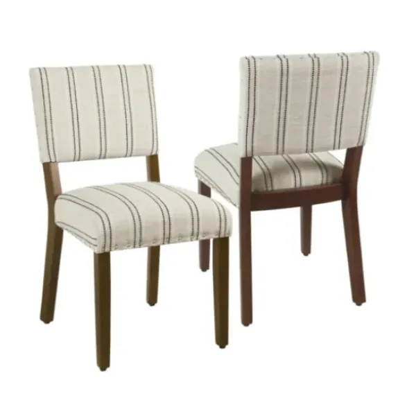 Dining Chairs-Kirkland's Home Black And Striped Dining Chairs, Set Of 2 White