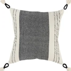 Pillows-Kirkland's Home Black And White Block Loop Throw Pillow Black/White