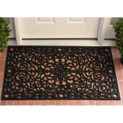 Doormats-Kirkland's Home Black And White Buffalo Check Welcome Doormat Black/White