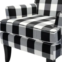 Accent Chairs-Kirkland's Home Black And White Buffalo Check Armchair Black/White