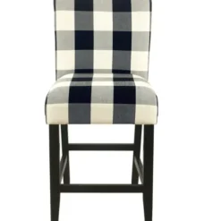 Bar Stools & Counter Height Stools-Kirkland's Home Black And White Buffalo Check Counter Stool Black/White