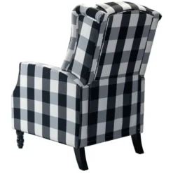 Accent Chairs-Kirkland's Home Black And White Buffalo Check Wingback Recliner Black/White