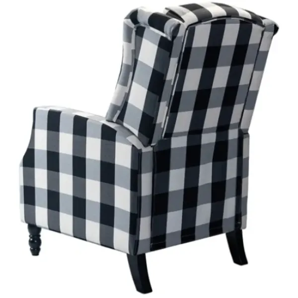 Accent Chairs-Kirkland's Home Black And White Buffalo Check Wingback Recliner Black/White