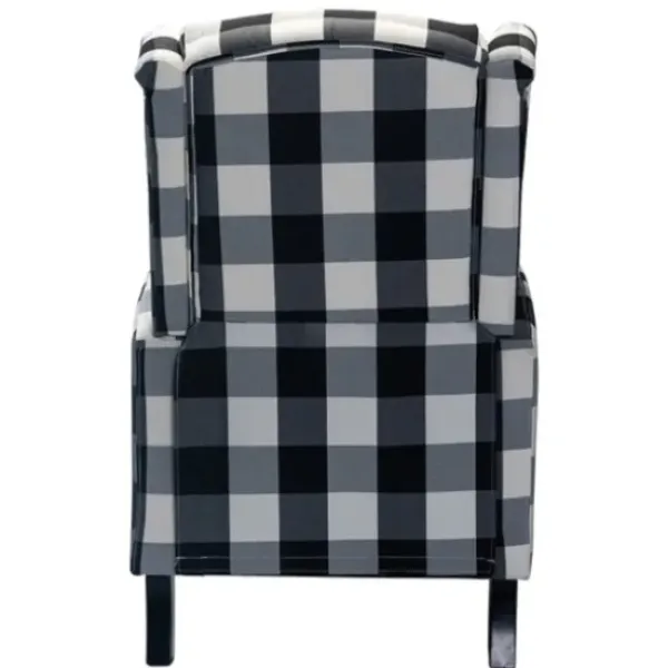 Accent Chairs-Kirkland's Home Black And White Buffalo Check Wingback Recliner Black/White