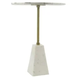 Accent & End Tables-Kirkland's Home Black And White Chevron Marble Accent Table