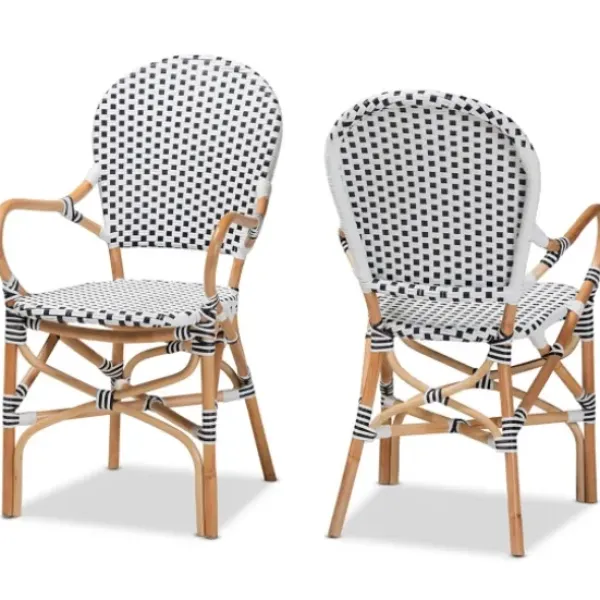 Dining Chairs-Kirkland's Home Black And White Woven Dining Chairs, Set Of 2 White/Black