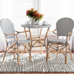 Dining Chairs-Kirkland's Home Black And White Woven Dining Chairs, Set Of 2 White/Black