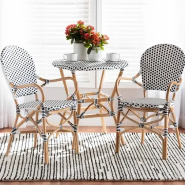 Dining Chairs-Kirkland's Home Black And White Woven Dining Chairs, Set Of 2 White/Black