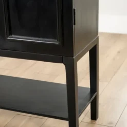 Cabinets & Sideboards-Kirkland's Home Black Arch Wood Bar Cabinet