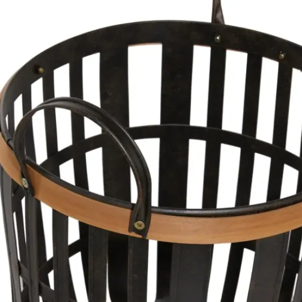 Baskets & Boxes-Kirkland's Home Black Bamboo Metal Woven Baskets, Set Of 2 Black/Brown