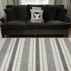 Outdoor Rugs-Kirkland's Home Black Barcode Stripe Outdoor Area Rug, 4X6 Black/White