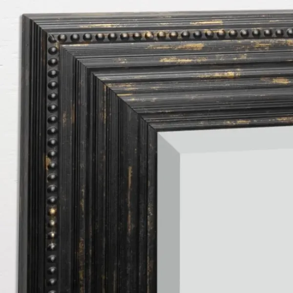 Framed Mirrors-Kirkland's Home Black Beaded Frame Beveled Wall Mirror