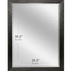 Framed Mirrors-Kirkland's Home Black Beaded Frame Beveled Vanity Wall Mirror