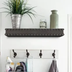 Shelves-Kirkland's Home Black Beaded Wood Small Floating Shelf