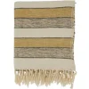 Blankets & Throws-Kirkland's Home Black Beige With Fringe Throw Blanket Yellow