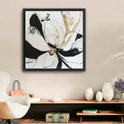Framed Art-Kirkland's Home Black Bloom Ii Framed Canvas Art Print White/Black/Gold