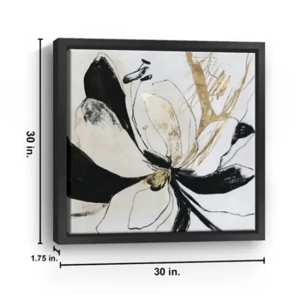 Framed Art-Kirkland's Home Black Bloom Ii Framed Canvas Art Print White/Black/Gold
