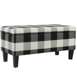 Benches & Ottomans-Kirkland's Home Black Buffalo Check Storage Bench Black/White