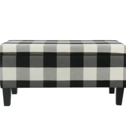 Benches & Ottomans-Kirkland's Home Black Buffalo Check Storage Bench Black/White