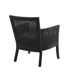 Accent Chairs-Kirkland's Home Black Cane Cushioned Accent Chair Gray