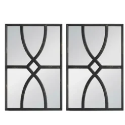 Decorative Mirrors-Kirkland's Home Black Carved Wooden Frame Wall Mirrors, Set Of 2