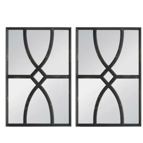 Decorative Mirrors-Kirkland's Home Black Carved Wooden Frame Wall Mirrors, Set Of 2