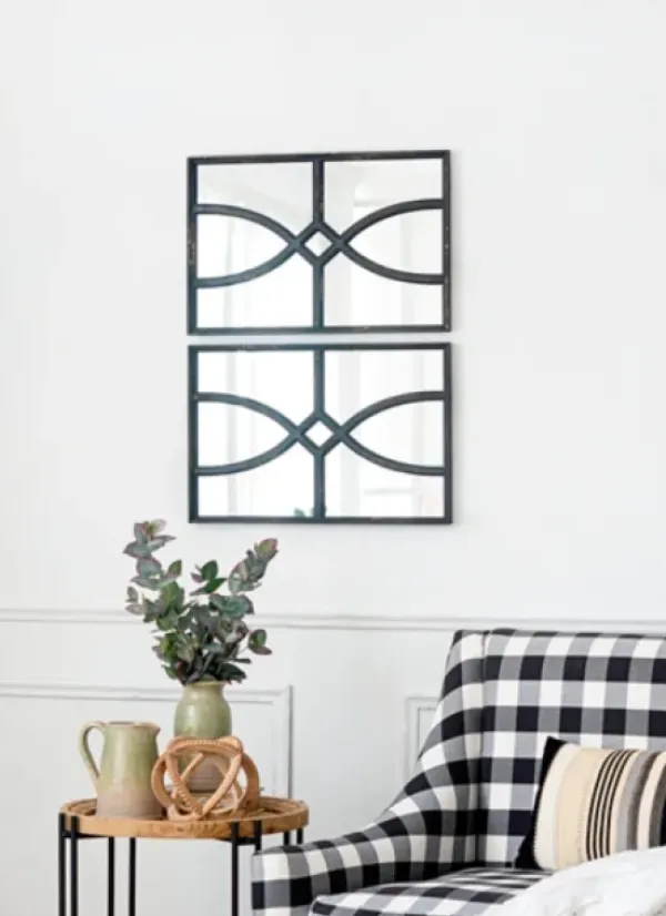 Decorative Mirrors-Kirkland's Home Black Carved Wooden Frame Wall Mirrors, Set Of 2