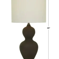 Table Lamps-Kirkland's Home Black Ceramic Hourglass Simple Large Table Lamp White