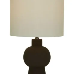 Table Lamps-Kirkland's Home Black Ceramic Hourglass Simple Small Table Lamp White