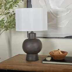 Table Lamps-Kirkland's Home Black Ceramic Hourglass Simple Small Table Lamp White