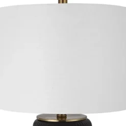 Table Lamps-Kirkland's Home Black Ceramic Ribbed Table Lamp White