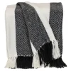 Blankets & Throws-Kirkland's Home Black Chalet Striped Fringe Throw Black/White
