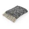 Blankets & Throws-Kirkland's Home Black Chambray Fringe Throw Black/White