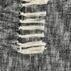 Blankets & Throws-Kirkland's Home Black Chambray Fringe Throw Black/White